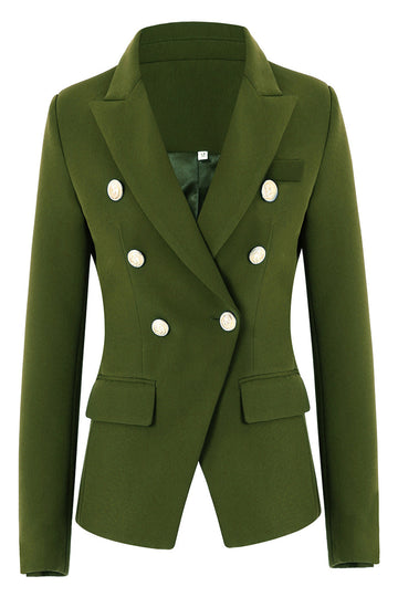 Army Green Peak revers Midi Blazer til kvinder